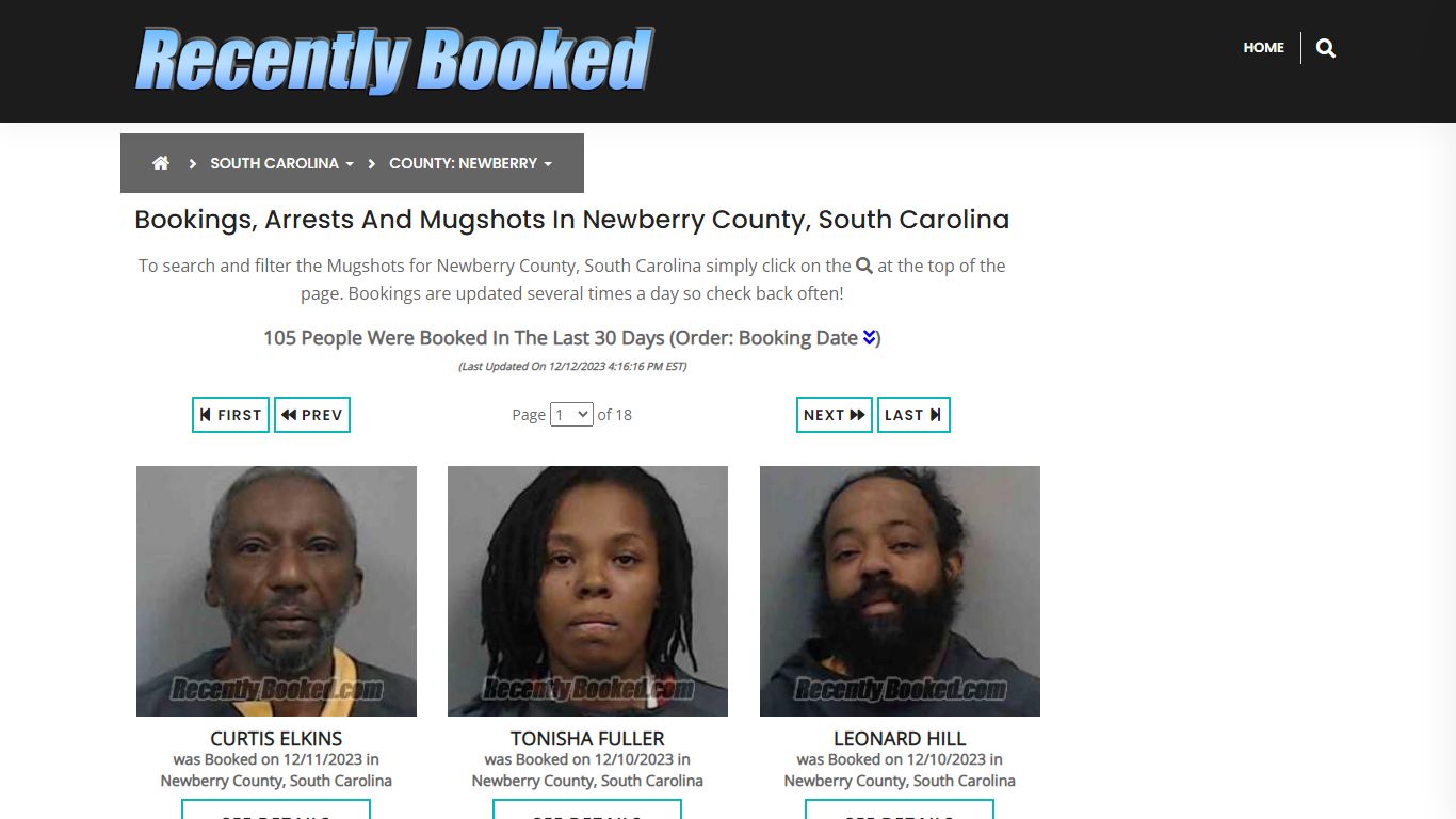 Bookings, Arrests and Mugshots in Newberry County, South Carolina