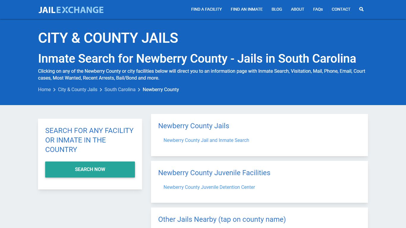 Inmate Search for Newberry County | Jails in South Carolina - Jail Exchange